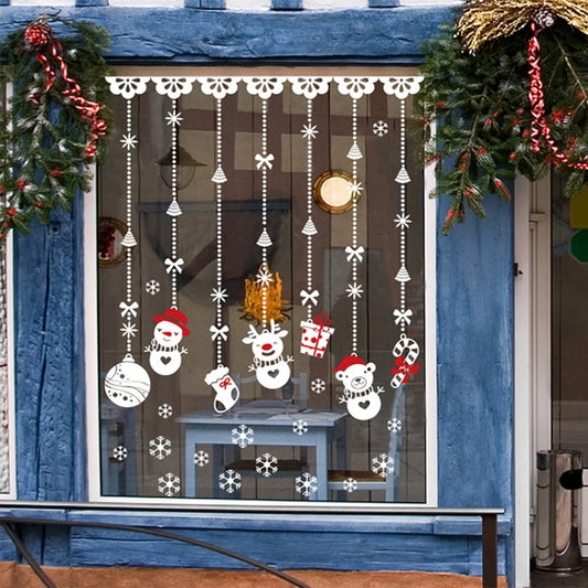 1 Set Christmas Snowman Ornaments Glass Door Window Electrostatic Sticker, Snowman Sticker