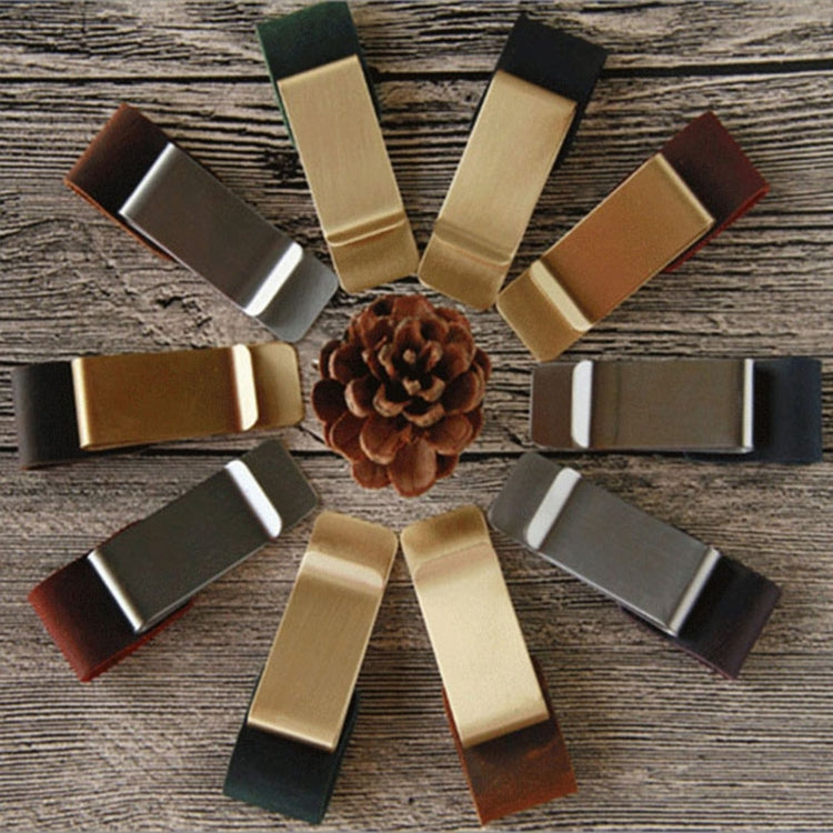 Set of metal pen holder clips with leather sleeves in mixed finishes