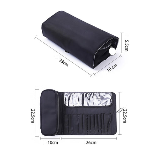 Navy foldable brush storage bag with size labels 26×23×10 cm