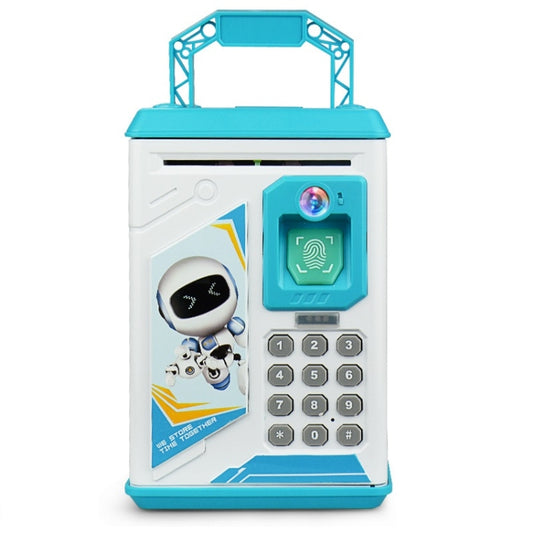 Children Cartoon Simulation Human Face Fingerprint Music Chinese British Switch Piggy Bank, Specification:, Battery (Blue), Battery (Pink)