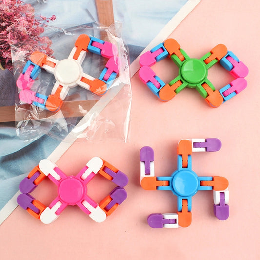 10 PCS Bicycle Chain Track DIY Toys Bone Stenosis 4 Angle Variety Fingertip Spinner, Random Color Delivery