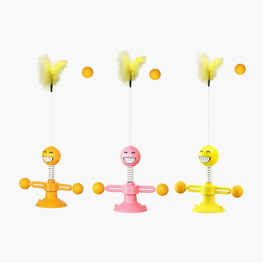 Spring Man Funny Cat Toy Cat Sucker Toy Funny Cat Feather Funny Cat Ball, Yellow, Pink, Brown