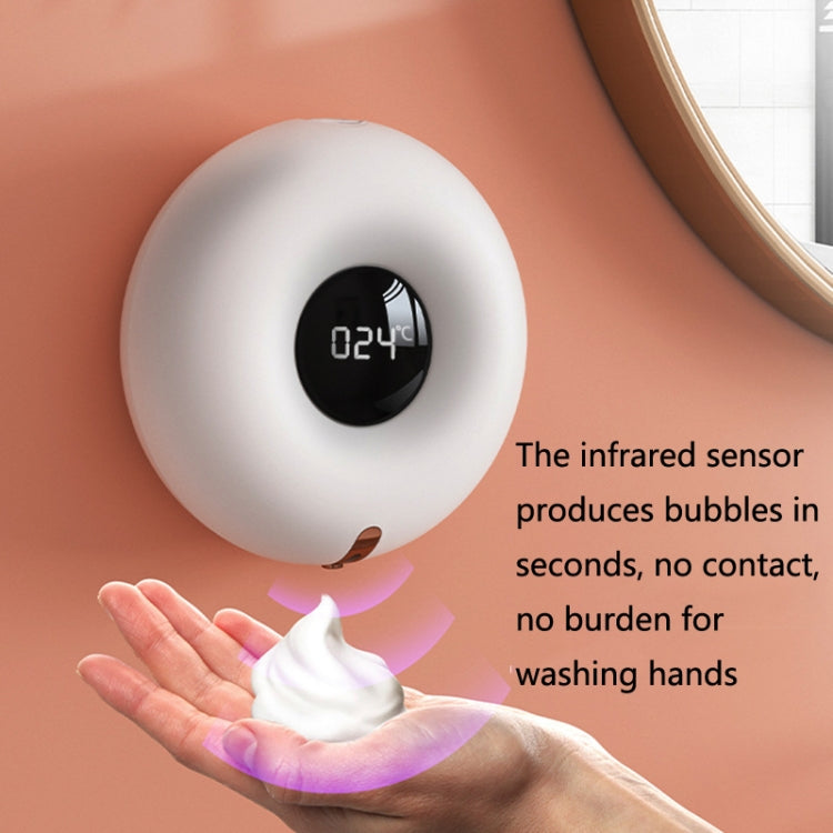 White touchless soap dispenser dispensing foam with infrared sensor