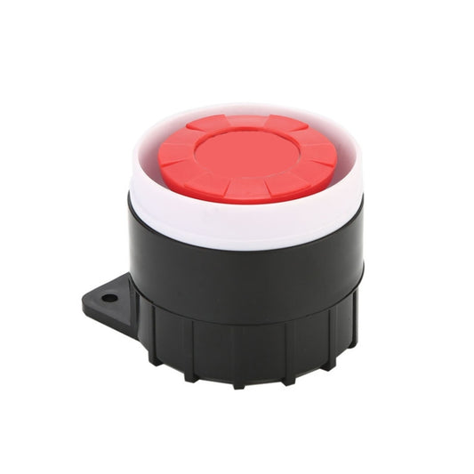 Compact active buzzer alarm with red cap, white collar, and black wall-mount style base