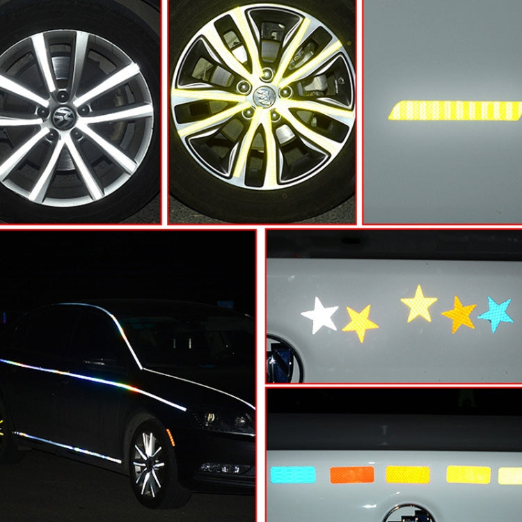 Reflective star and stripe sticker decals on a vehicle, bright at night