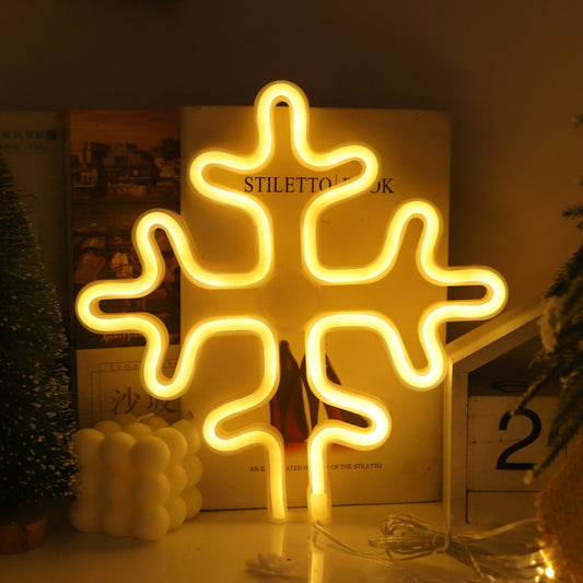 Christmas Decoration Neon Lights Wall-Mounted Ornaments, Spec:, Snowflake-Warm Light, Tree-Green Light, Tree-Colorful Light, Elk-Warm Light, Elk-Colorful Light, Bell-Warm Light
