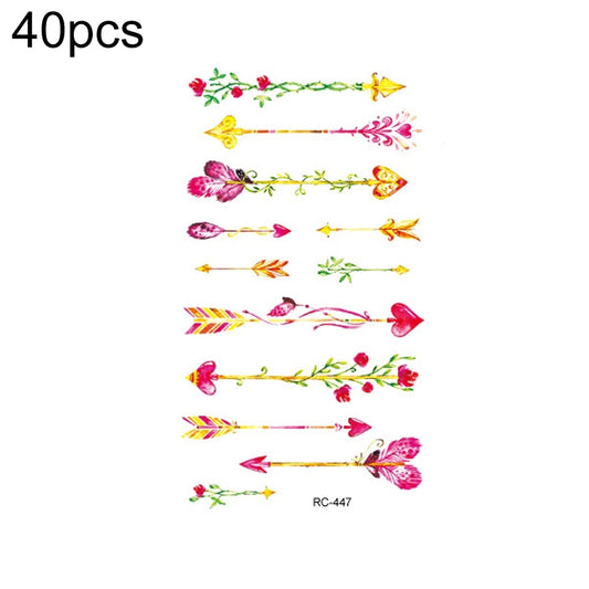 Floral small temporary tattoo stickers with decorative arrows and leaf garlands (RC-447).
