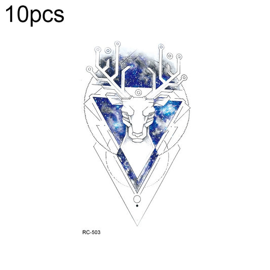Waterproof color tattoo sticker, RC-503 blue galaxy robot head with antlers