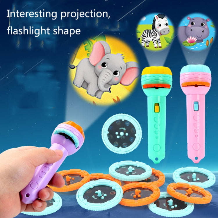 Kids projection flashlight set, purple handheld projector with animal light designs