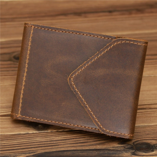 1071 Men Crazy Horse Leather Driver License Storage Wallet, Dark Brown, Yellow Brown