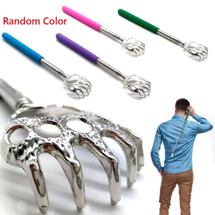 Stainless steel telescopic paw massager with colorful handles and bear-claw shaped head