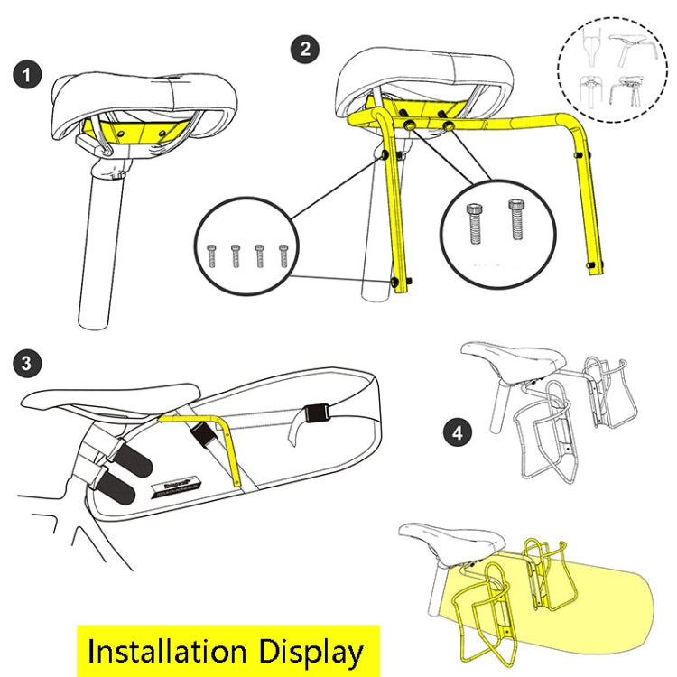 Installation diagram for bicycle tail bag stabilizer bracket parts