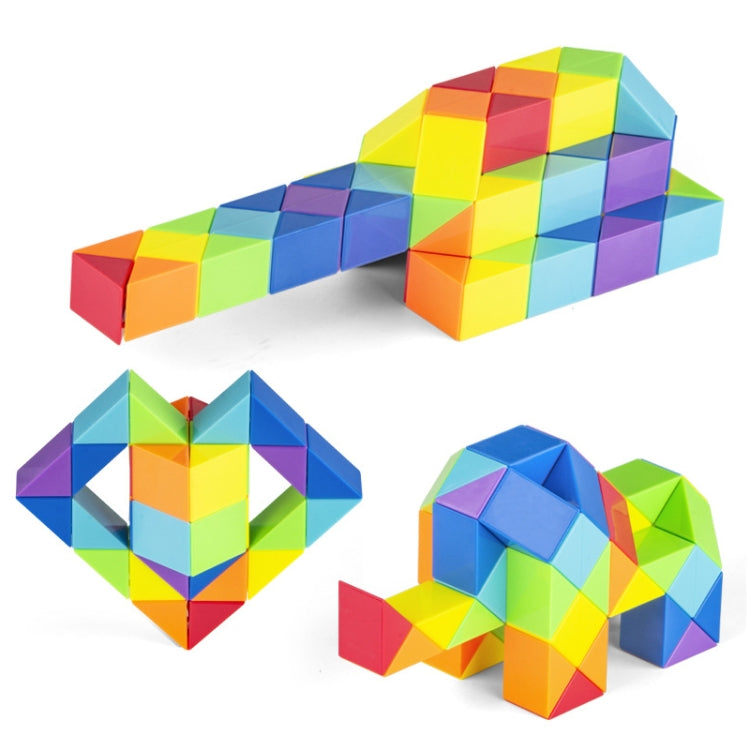 Colorful segment magic ruler puzzle toy with linked blocks, partial structures