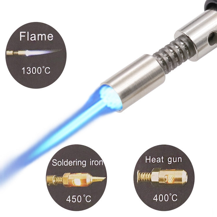 Gas soldering iron tip with blue flame for soldering and heat work