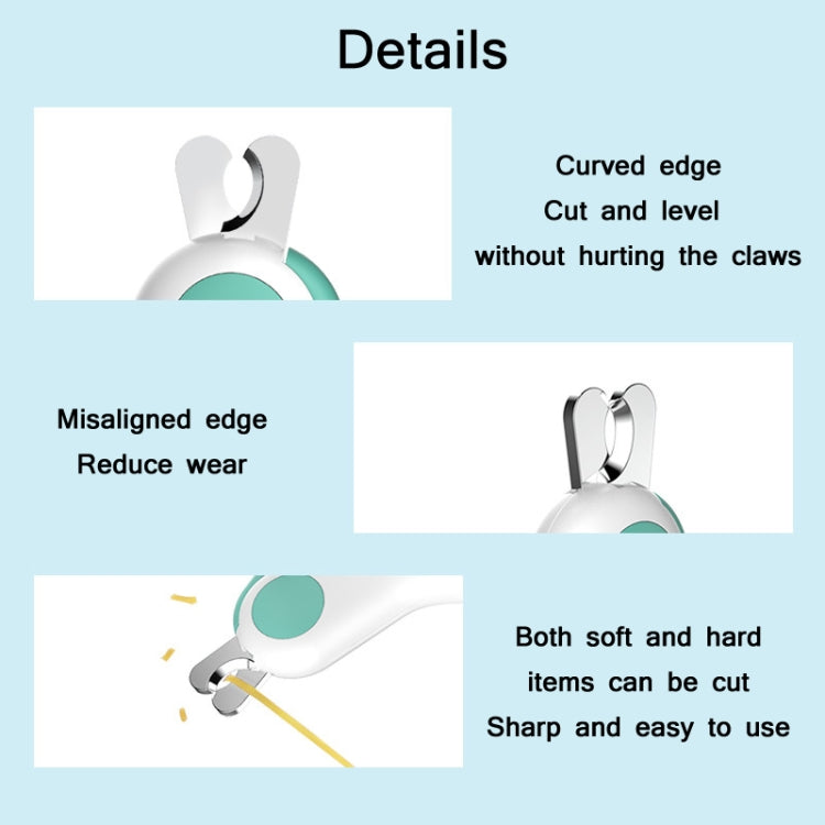 Pet nail clippers with curved cutting edge designed to level nails