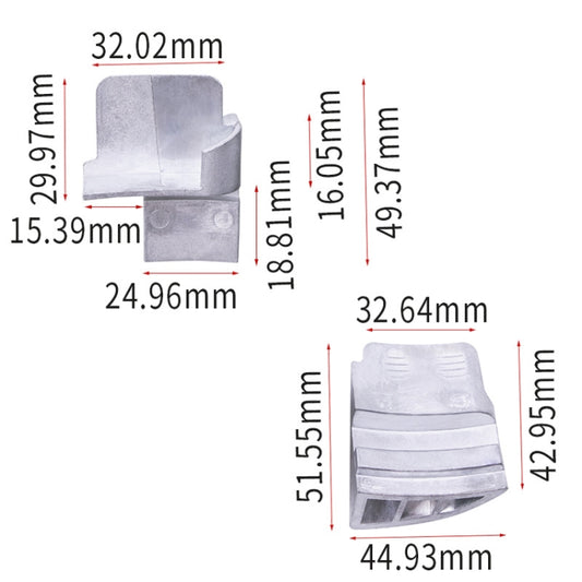 Car seat belt trim installation/removal tool dimensions diagram for silver metal clip tool