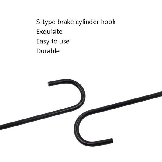 Black S-type brake cylinder hook with curved ends for hanging and storage