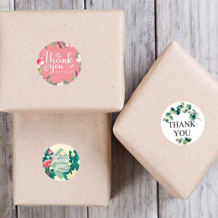 Kraft envelopes with floral Thank You seal stickers, round wreath and pink floral designs