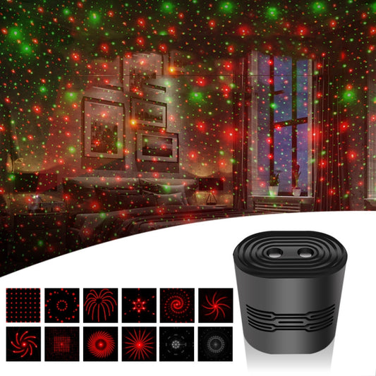 Black mini stage light showing multiple star effect pattern thumbnails