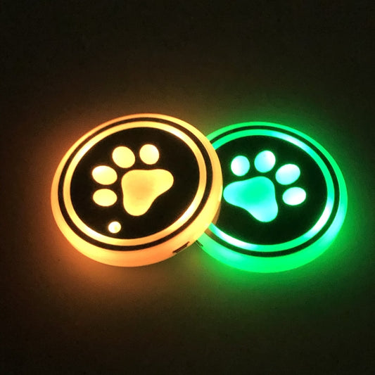 1 Pair 68mm LED Smart Light-Emitting Coaster Light Car Cup Slot Atmosphere Light, Beverage, Brick, Cat Claws, Modern Technology, Star, Genesis, Magic Array