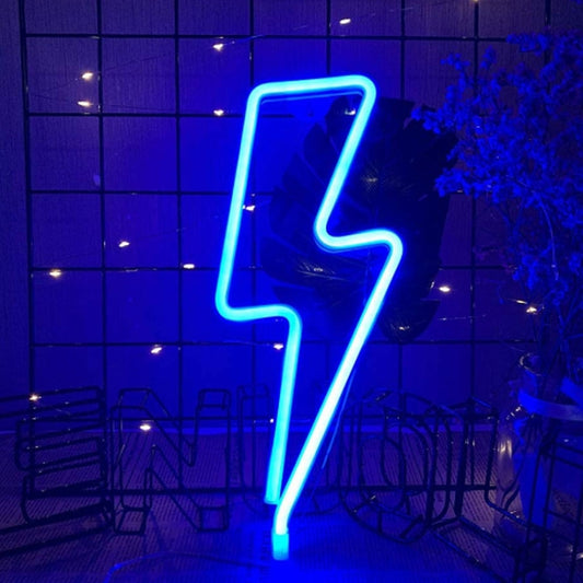Blue neon LED lightning bolt night light decoration