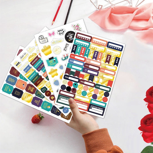 Business Theme Hot Stamping Plan Sticker Note Post, 4 Sets