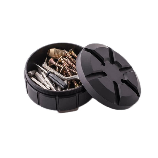Outdoor Portable Stainless Steel First Aid Pill Storage Box, Black, Silver