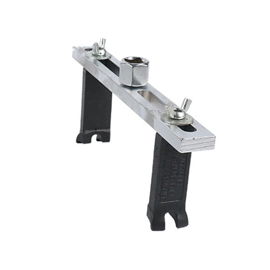 Right-angle fuel tank cap removal tool with metal bar and two black end claw grips