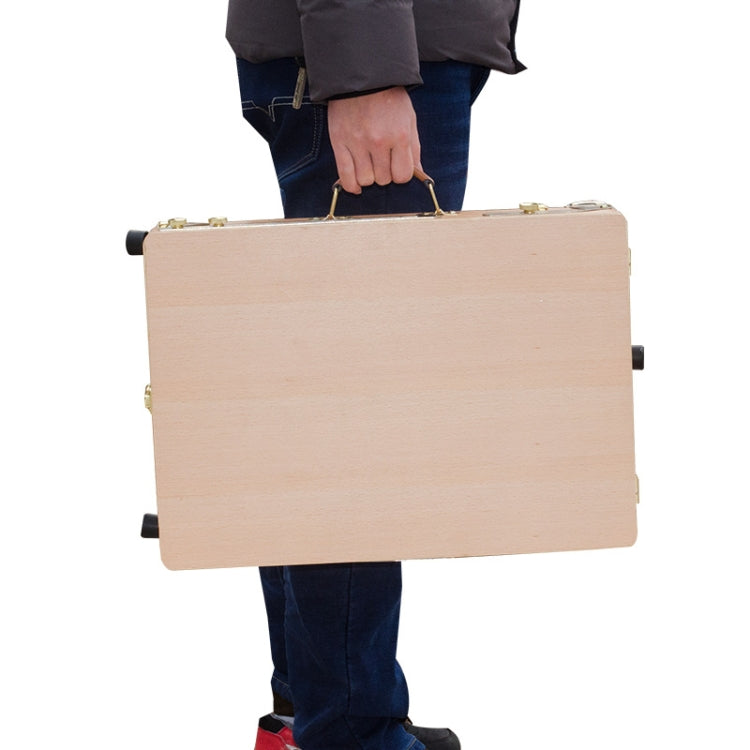 Portable wooden sketch box easel case with metal latches and carry handle