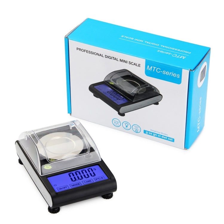 Electronic jewelry milligram scale packaging box with visible display window and lid
