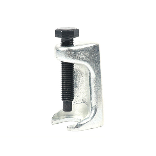Car ball puller removal tool with silver U-clamp jaws and threaded screw, vertical