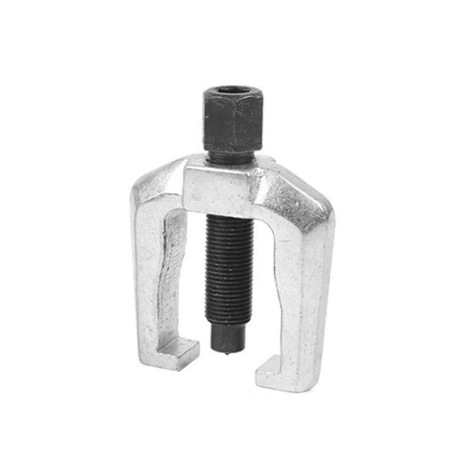 Car ball puller removal tool with silver clamp jaws and black threaded center screw