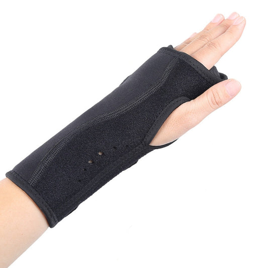 Black compression wristband with padded support sleeve for hand and wrist