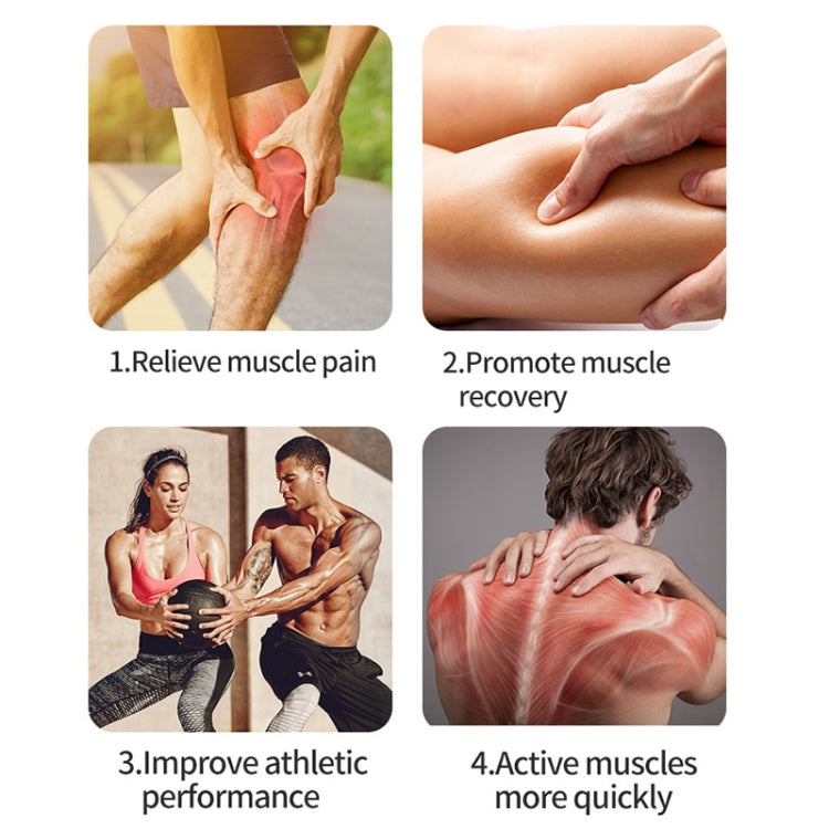 Massage relief illustrations for legs, arms, and back