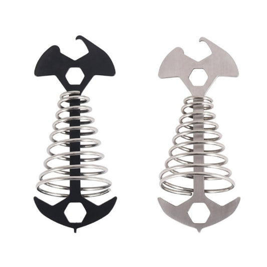 5 PCS 4 in 1 Outdoor Camping Fishbone Nail Spring Hook Wind Rope Buckle