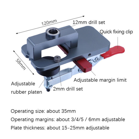 35mm Hinge Open Hole Cabinet Door Plate Hinge Packed Locator, 6 PCS / Set Hinge Open Hole