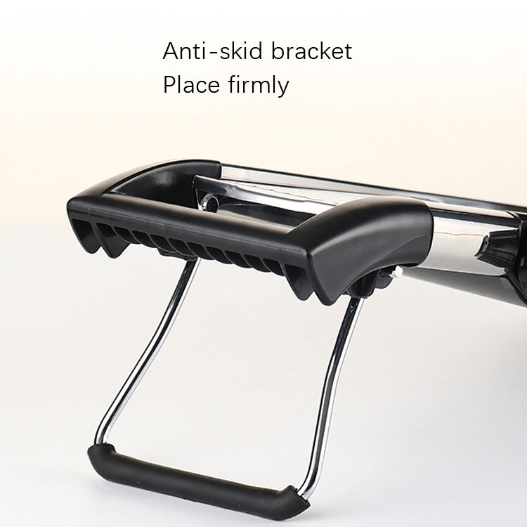 Anti-skid wire grater slicer with black dome handle and stable U-shaped stand