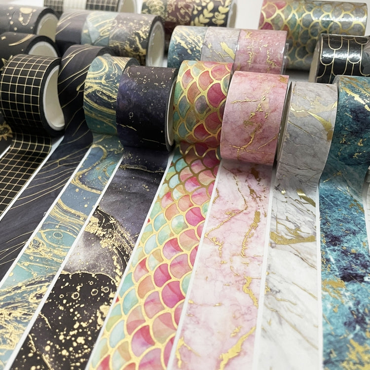 Bronzing wallet tape rolls set with mixed black, white, pink and blue marble patterns