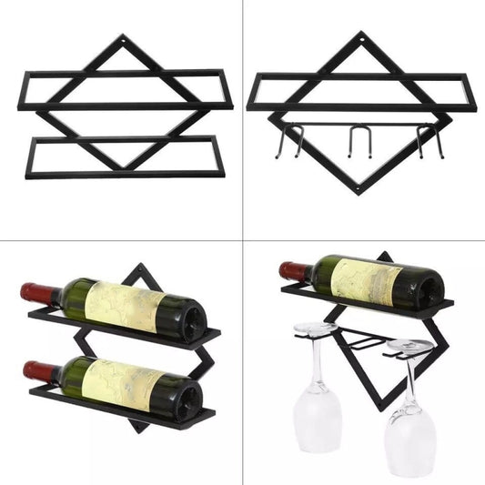 Wall Mounted Wine Rack Kitchen Dining Room Hanging Wine Glass Wine Bottle Rack, Wine Bottle, Hanging Cup