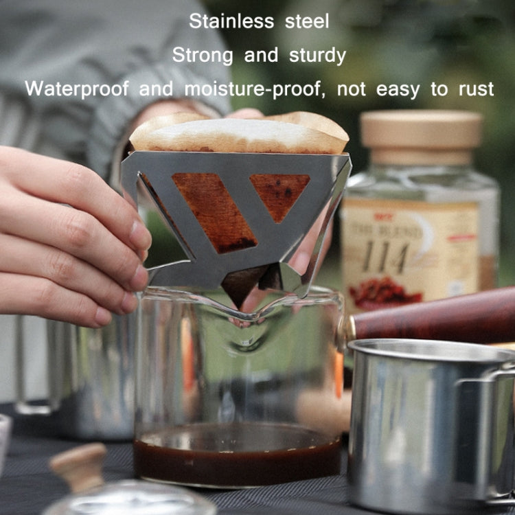 Outdoor Camping Stainless Steel Coffee Grounds Filter Folding Funnel