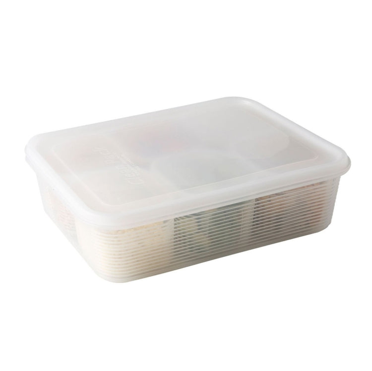 Refrigerator preservation storage box with clear lid, empty divided interior