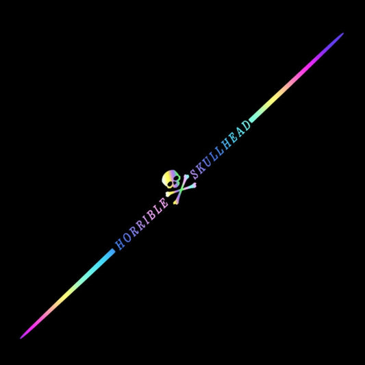 Rainbow diagonal laser car scratch sticker with skullhead and cross emblem