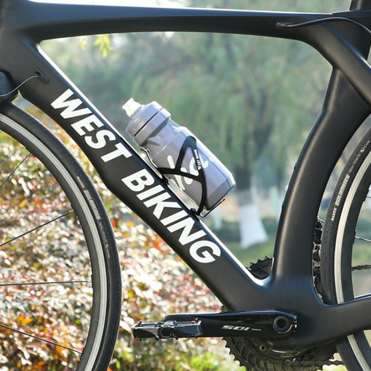 Bicycle aluminum beverage bottle holder, black, mounted on bike frame