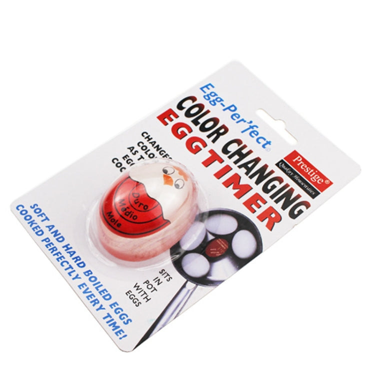 Color-changing cartoon egg timer in blister pack with red chick design
