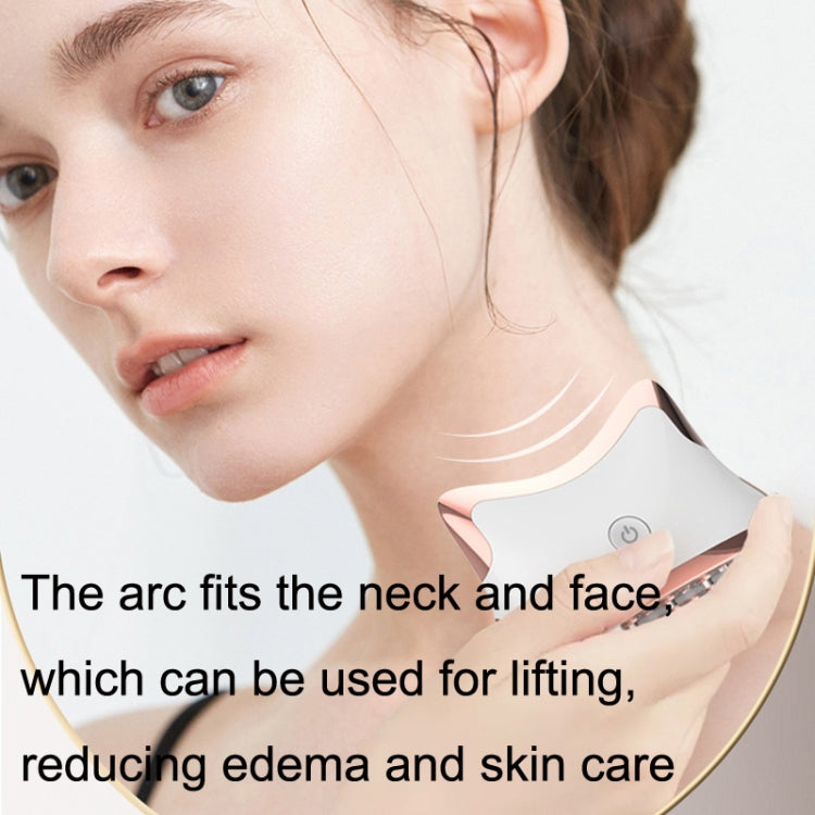 White arc-fit neck and face EMS massager with chrome massage heads