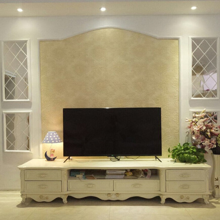 Gold diamond lattice mirror wall stickers with rhombus pattern on side panels