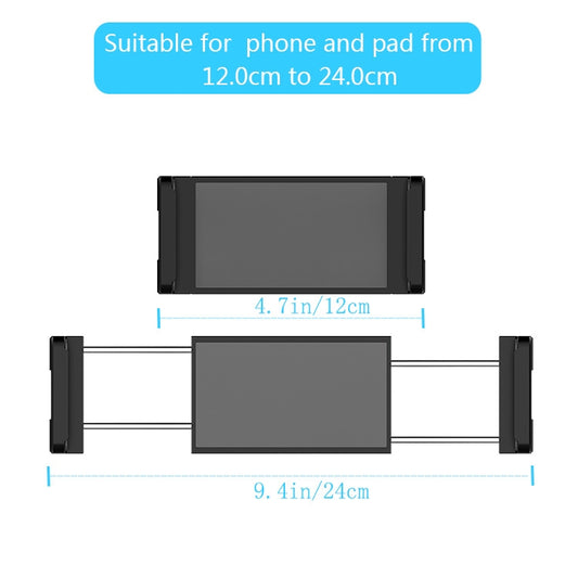 Universal phone and tablet car mount bracket with adjustable clamp rails and sizing