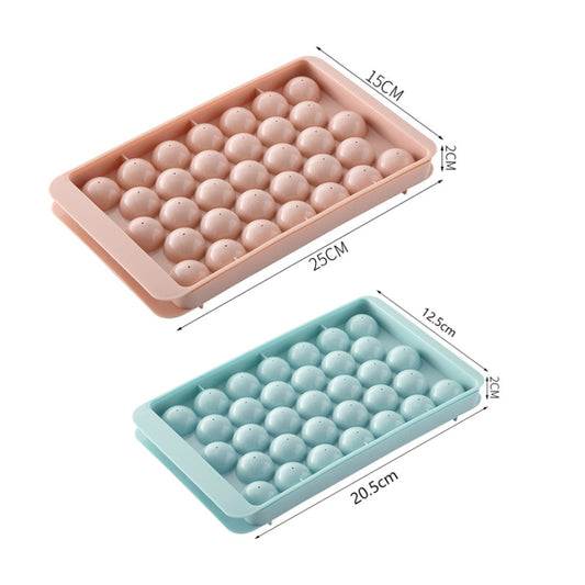 33 Grid Round Ice Hockey Mold With Lid Ice Box Small Marble Ice Tray, Random Color Delivery, Large Blue, Large Pink, Small Blue, Small Pink