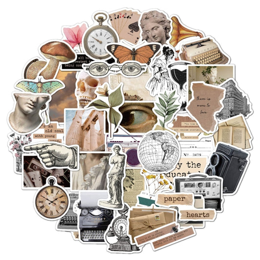 2 Sets 50 Pieces Literary Retro Sticker Pack Era English Diy Decoration Old Time Stickers, Literary Retro Sticker