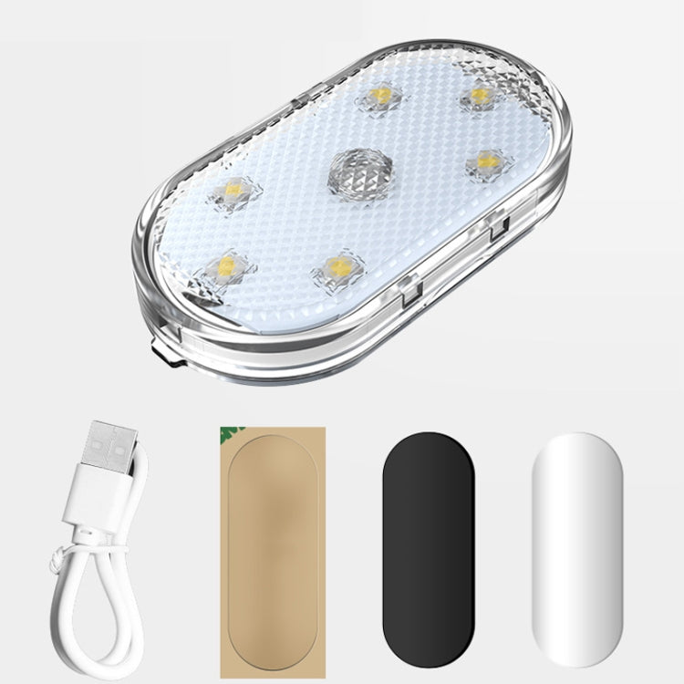 Car LED touch sensing reading light with oval white housing and clear lens